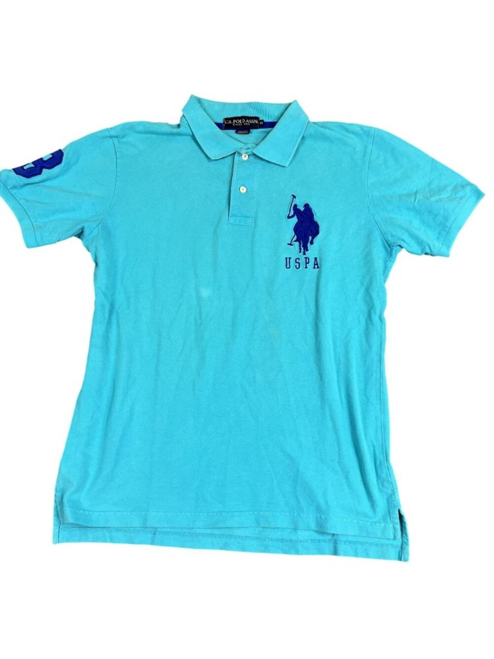 U.S. Polo Assn. Mens Turquoise Short Sleeve Polo Shirt Size M Embroidered #3